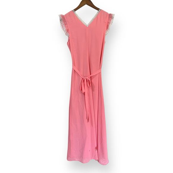 Betsey Johnson Boudoir Chiffon Maxi Dress Size 4 Flamingo Pink *FLAWED* - Picture 8 of 10